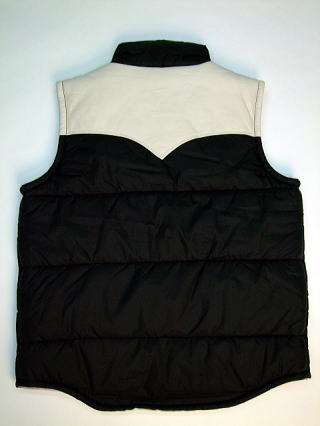 �g�D���[�����W�����x�X�g �A�E�g���b�g�o�[�Q���Z�[�� BLACK PUFFER VEST W/LEATHER YOKE
