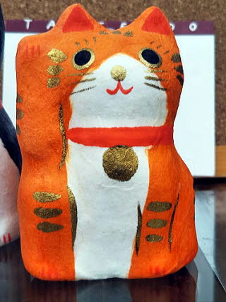 上野土産　雑貨　猫招き　オレンジ